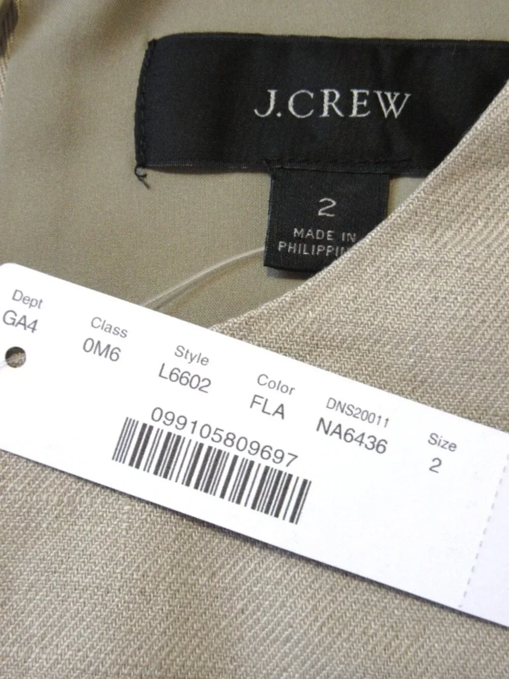 NWT J.Crew Resume Sheath in Flax Beige Stretch Linen Dress 2 $168